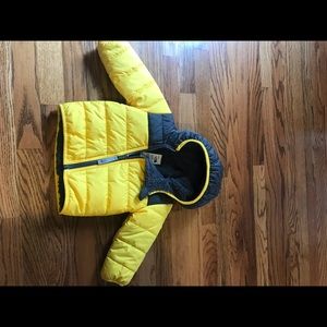 6-12 mo EUC yellow North Face puffer coat